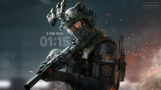 Futuristic Soldier with Rifle