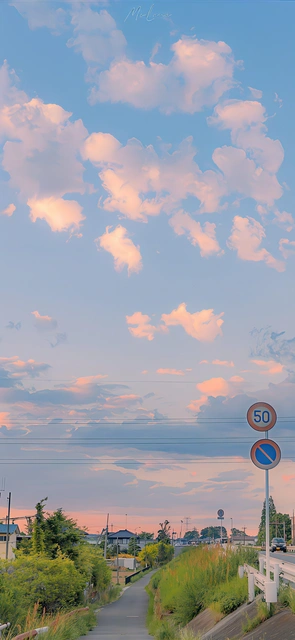 Dusk Road Under Pink Clouds