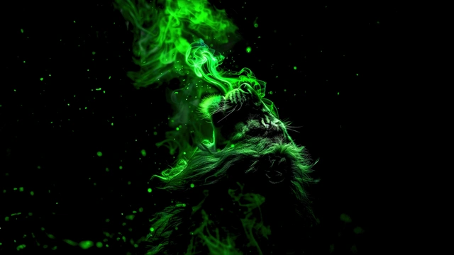 Neon Green Roaring Lion