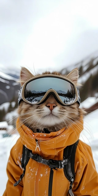 Skiing Cat