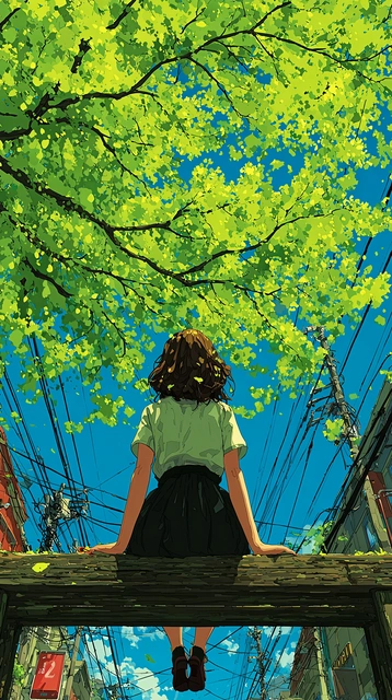 Summer Girl Under Green Canopy
