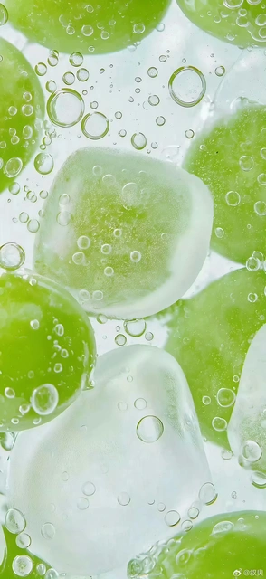 Green Grapes and Ice in Bubbles