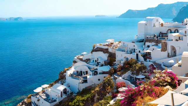 White Cliffside Town by the Sea