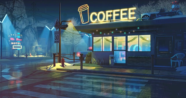 Neon Night Coffee Shop